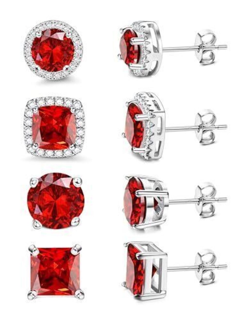 5895 Cubic Zirconia Stud Earrings 18K White Gold Plated Hypoallergenic